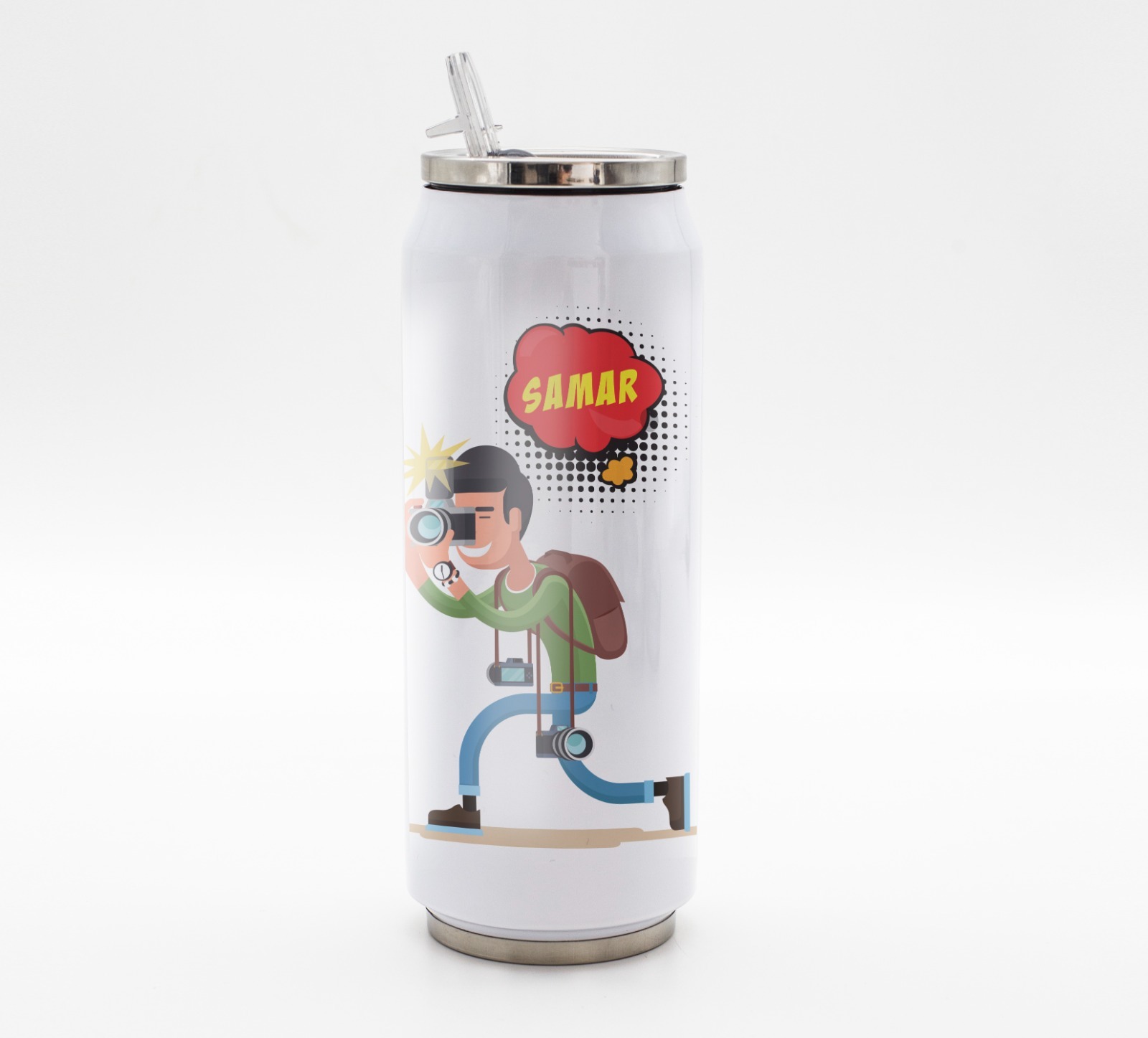 Personalised coke can straw sipper