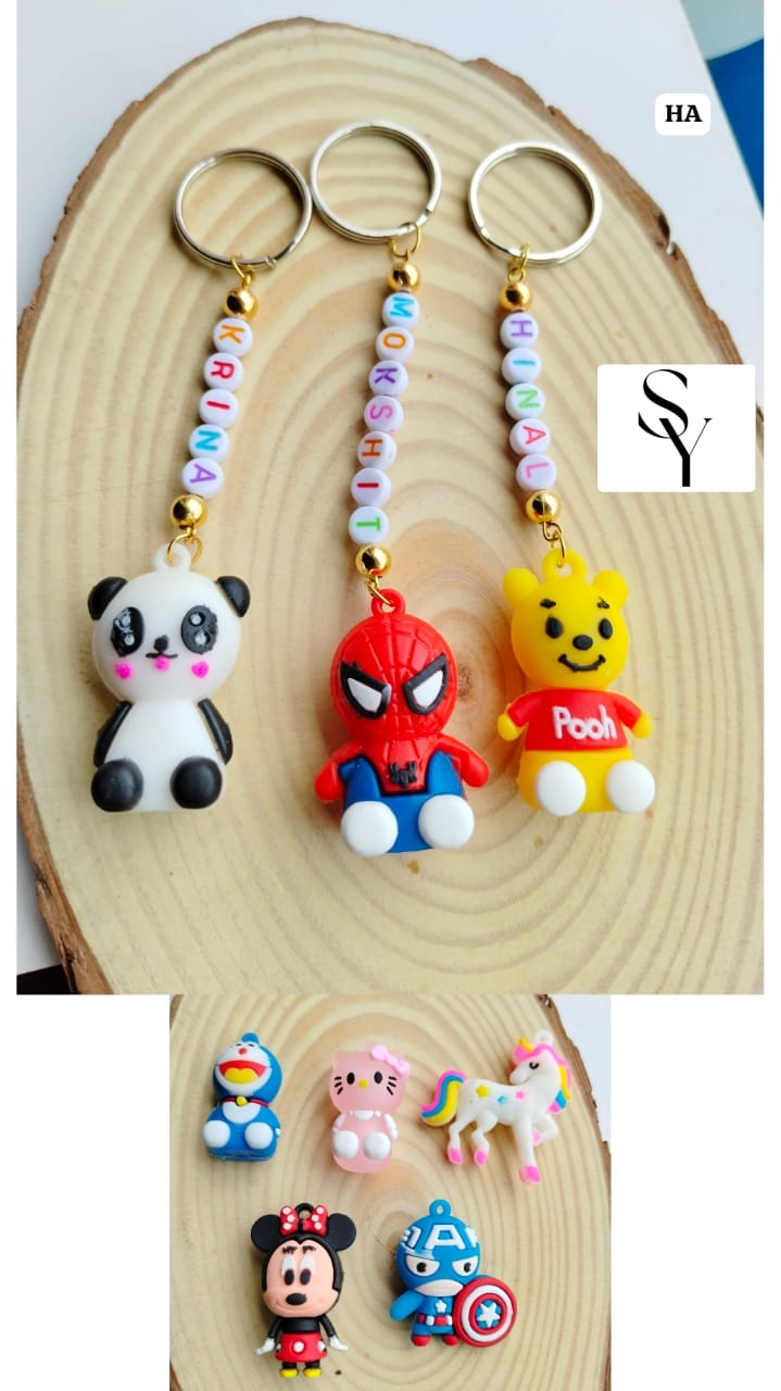 Customise Name Keychain With Cartoon