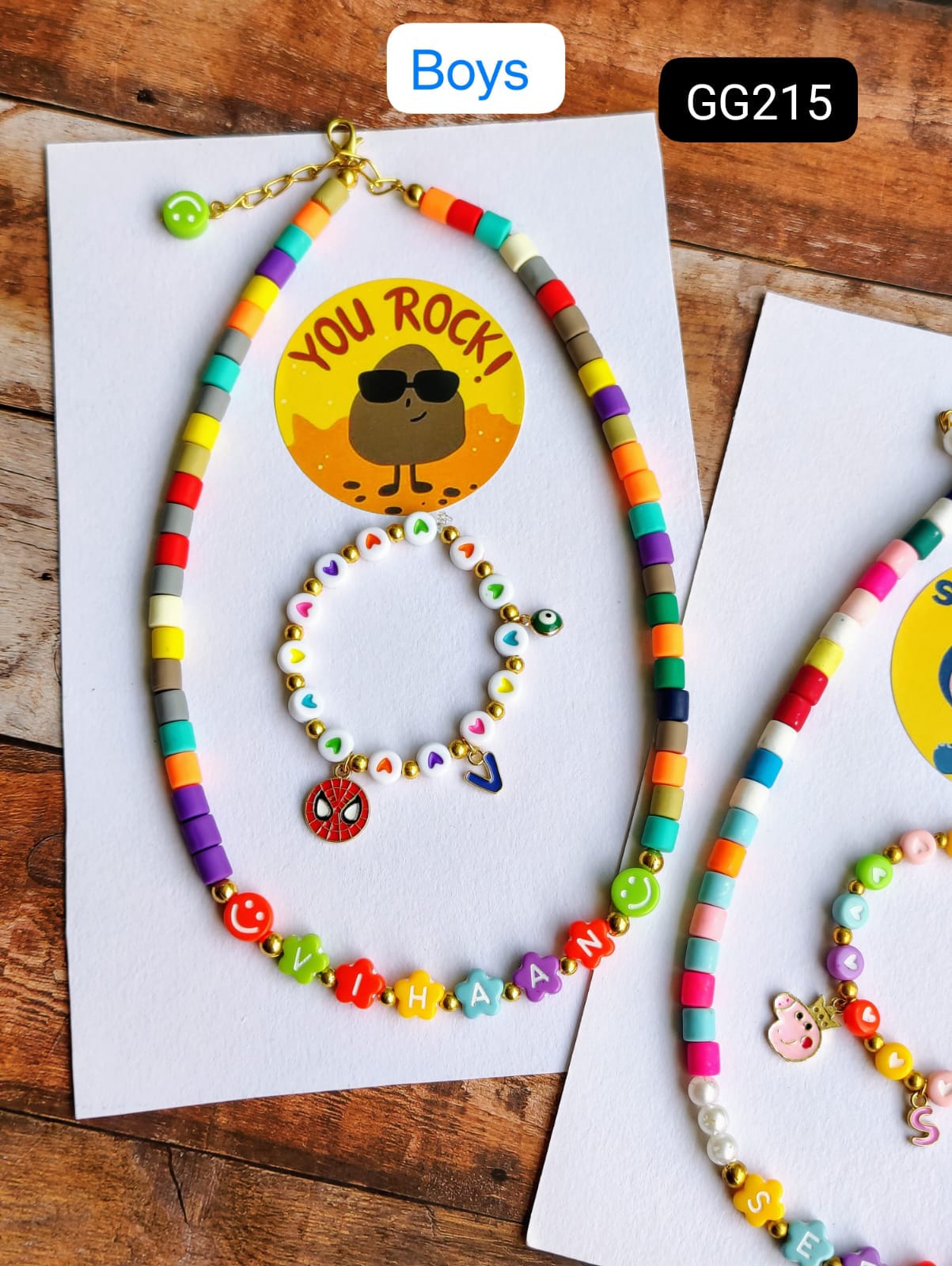 Kids Fimo Beads Personalised Necklace and Bracelet Set