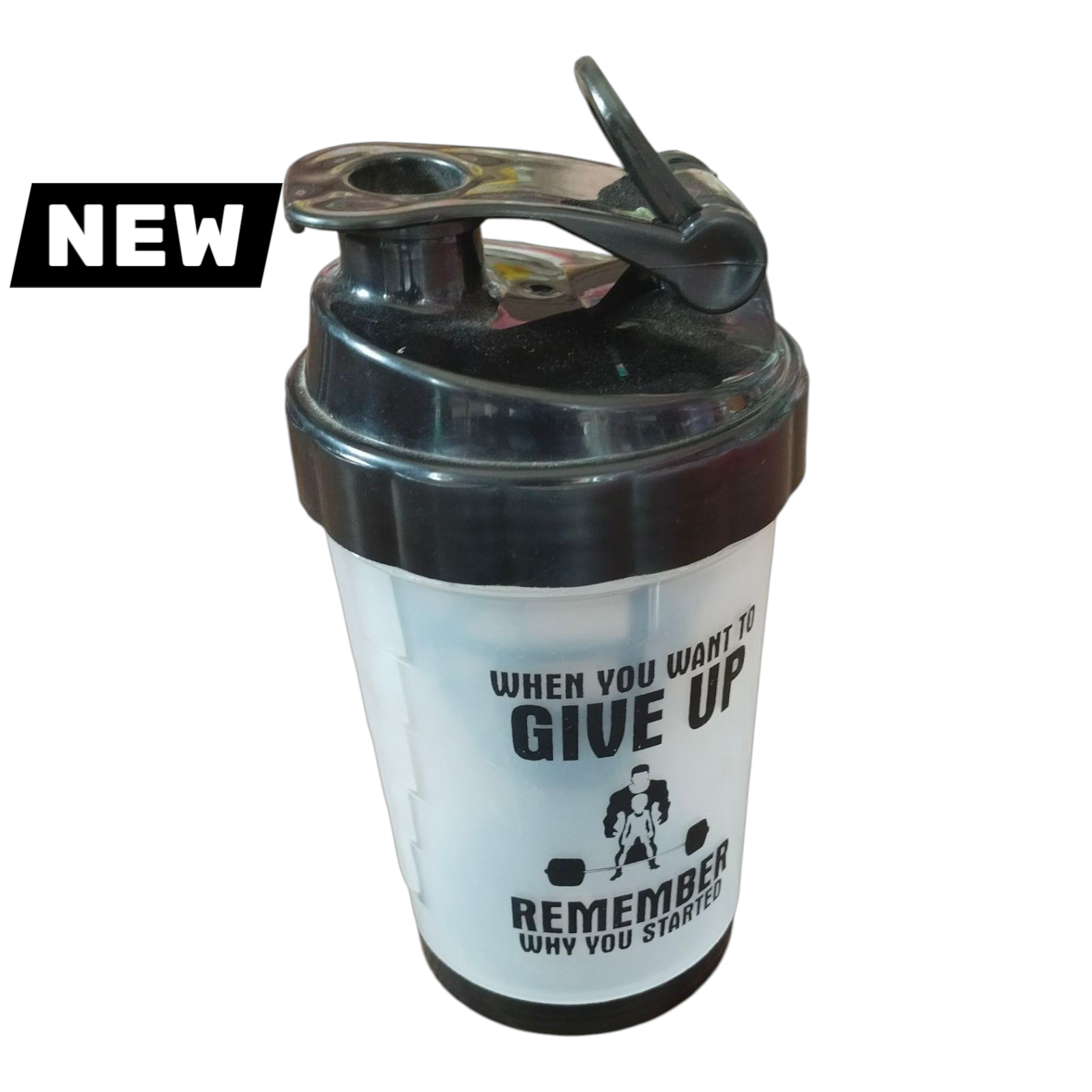 💪 500ml Gym Shaker Bottle with Cyclone Mixer Ball & Lock Cap  "When You Want to Give Up – Remember Why You Started"