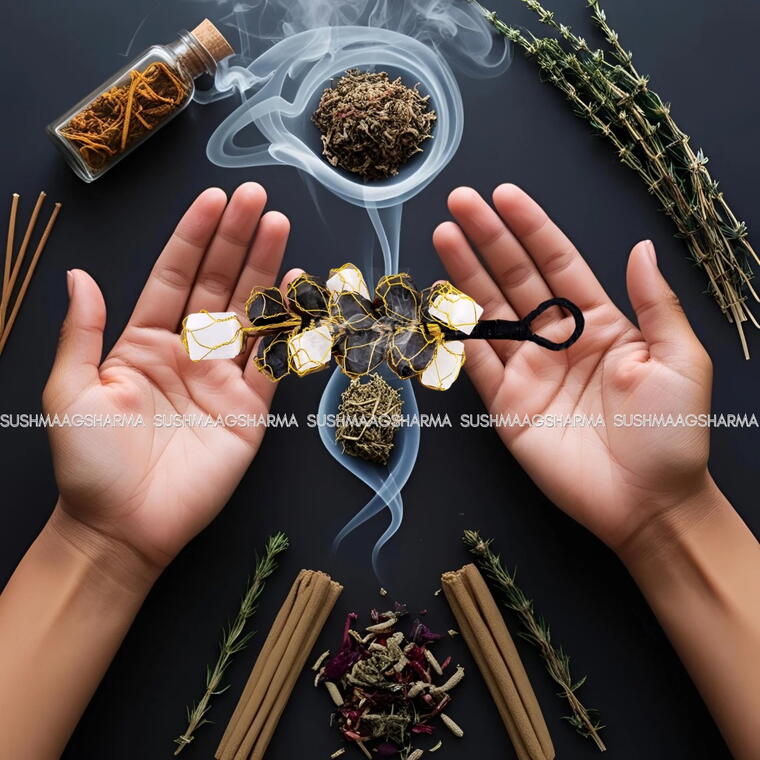 🔷 Black Tourmaline & Selenite Hanging