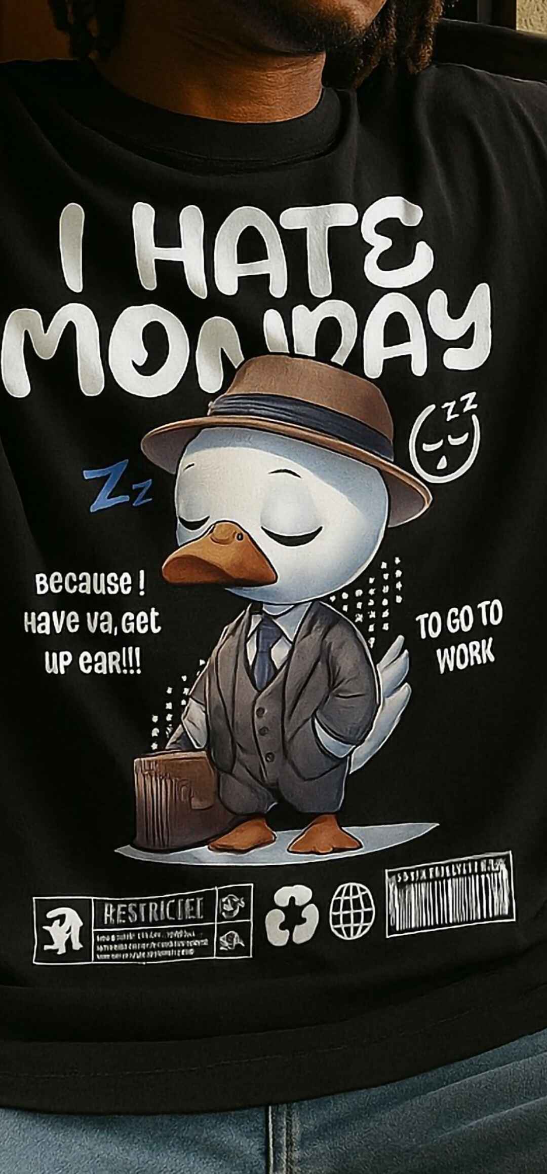 I Hate Monday Oversized Cotton Tees