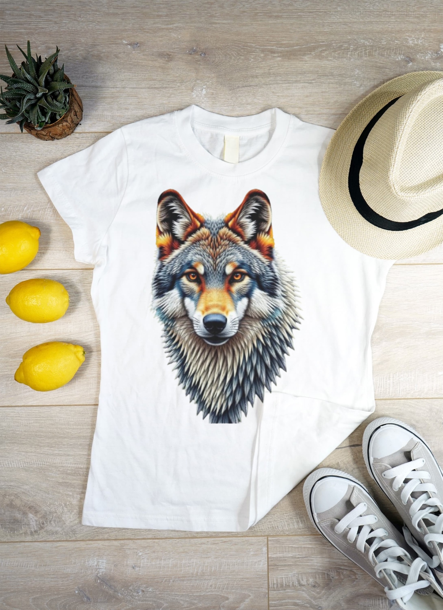 Wolf Embroidery T-Shirt