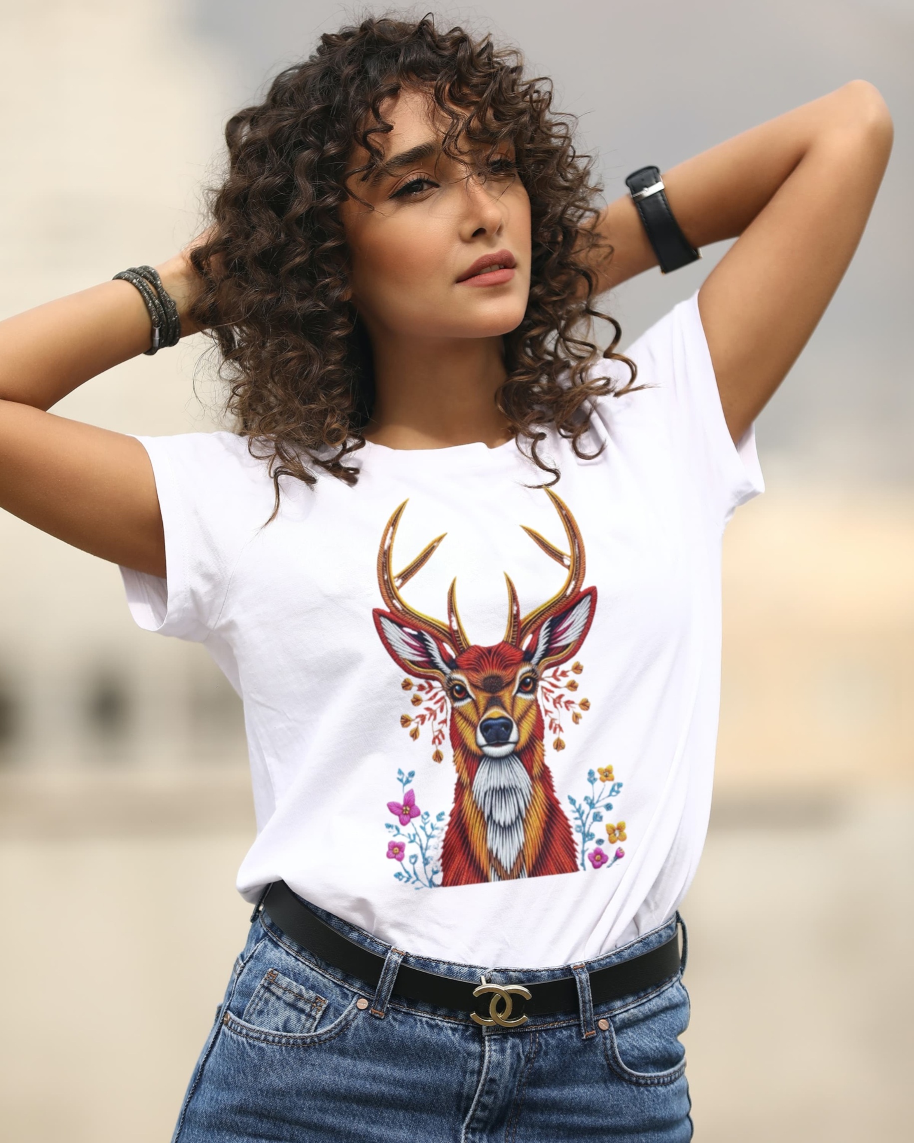 Reindeer Embroidery T-Shirt