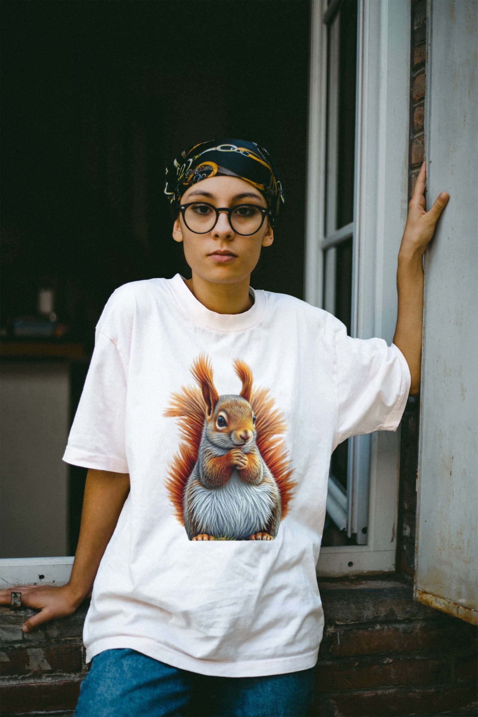 Squirrel Embroidery T-Shirt