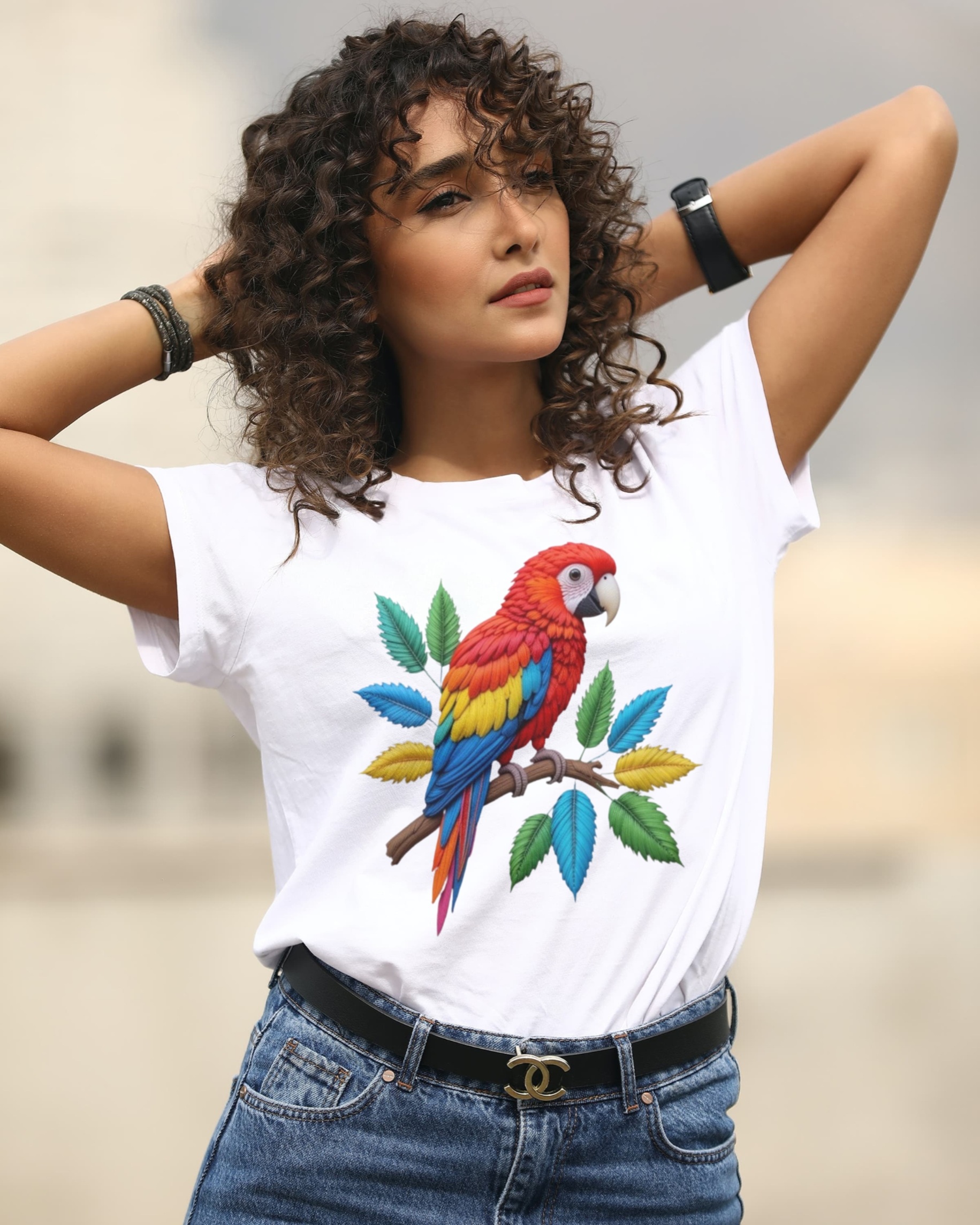 Parrot Embroidery T-Shirt 1