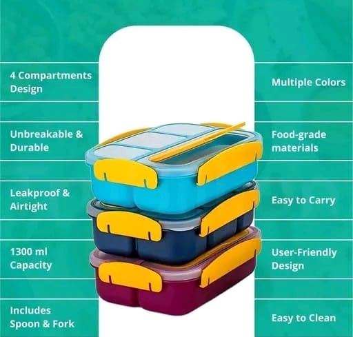 Insane Lunch Box 4 Compartment Plastic Lunch Box