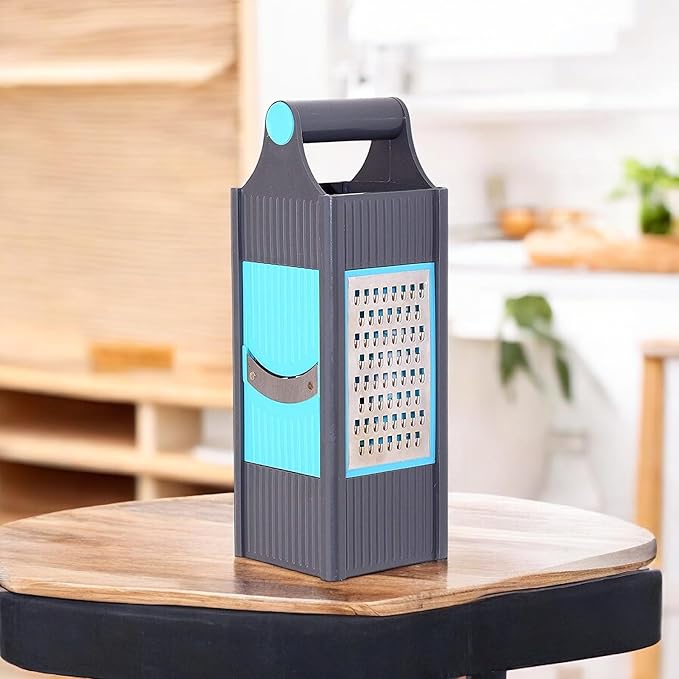 Insane Stainless Steel 4 in 1 Slicer and Grater Chopper Fruit Slicer Dicer Grater Potatoes Slicer Peeler Attach 4 Blades for Chips Vegetable & Fruit Cutter Slicer Vegetable Slicer for Kitchen ( MULTICOLOUR )