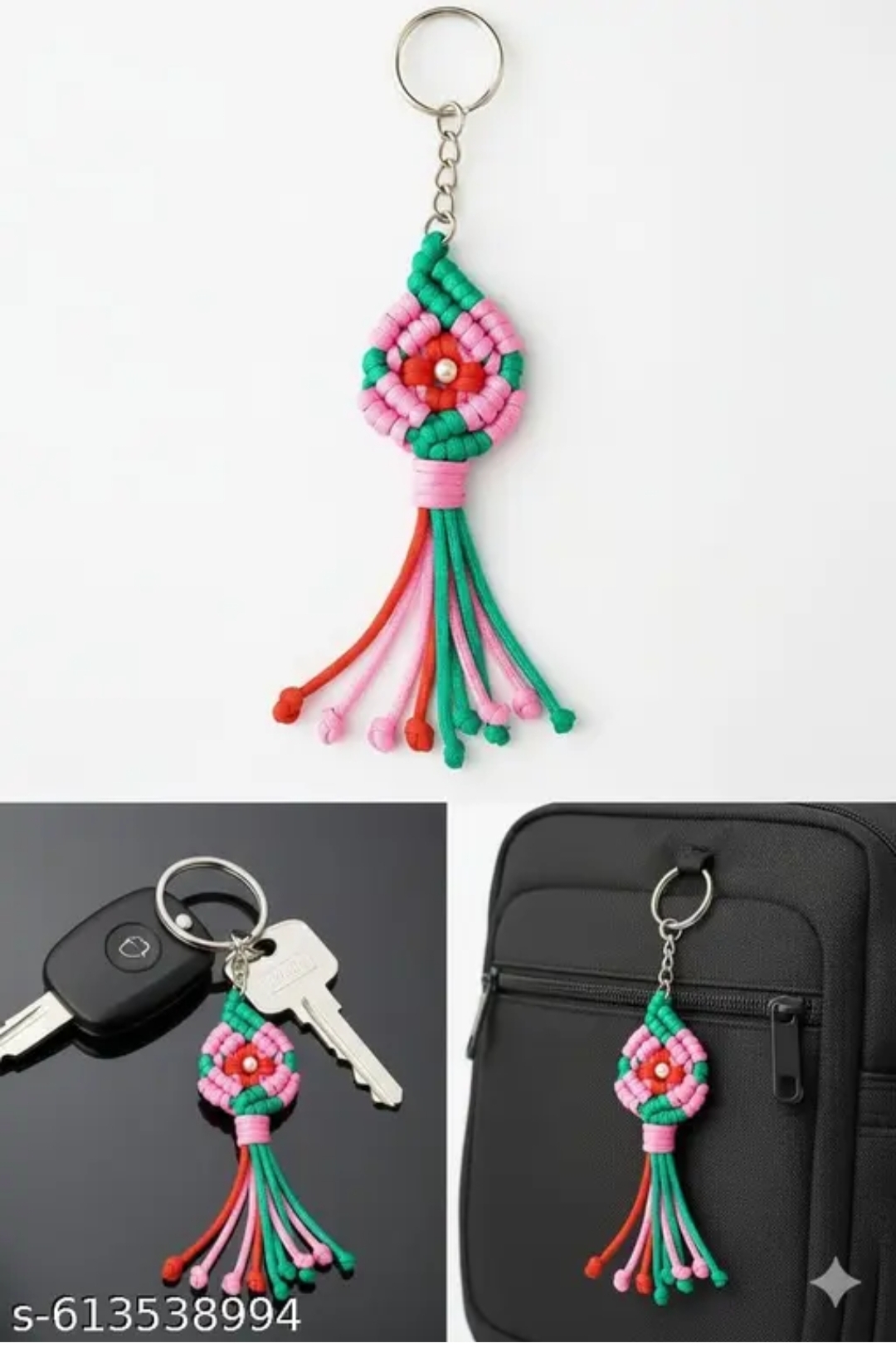 Trendy Handmade Floral Thread Keychain | Colorful Braided Tassel Key Ring for Girls & Boys | Perfect for Bags, Scooters & Gift Purpose