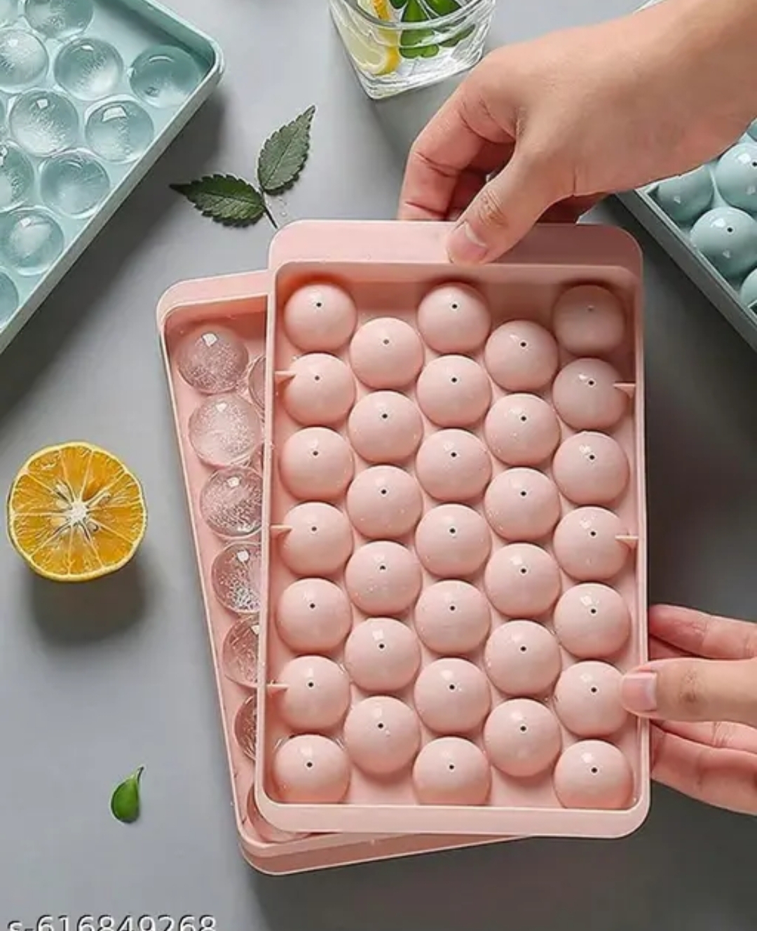 33 grid Silicone Ice Ball Maker Tray | Easy Release Ice Cube Mold with Lid for Kitchen & Parties | Reusable Ice Cube Tray for Water, Juice & Cold Drinks