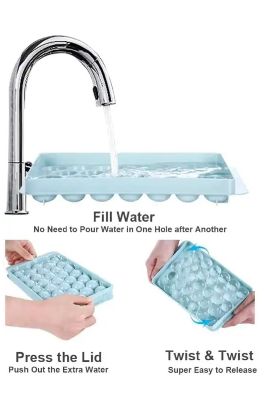 33 grid Silicone Ice Ball Maker Tray | Easy Release Ice Cube Mold with Lid for Kitchen & Parties | Reusable Ice Cube Tray for Water, Juice & Cold Drinks