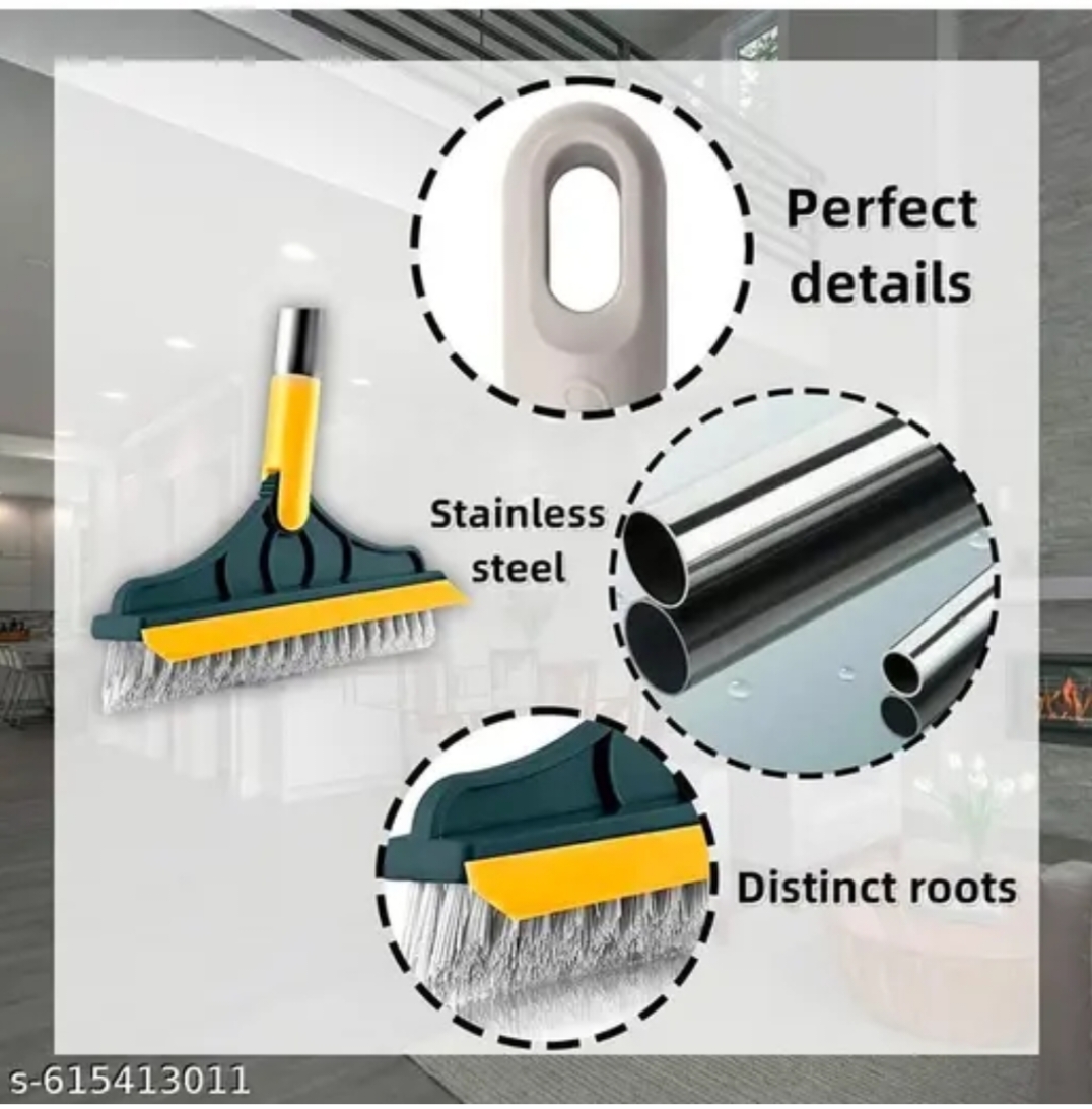 V-Shape 3in1 Floor & Tile Cleaning Brush with Long Handle | Multi-Purpose Grout Brush for Bathroom, Kitchen & Wall Tiles | Deep Clean Corners & Lines Easily
