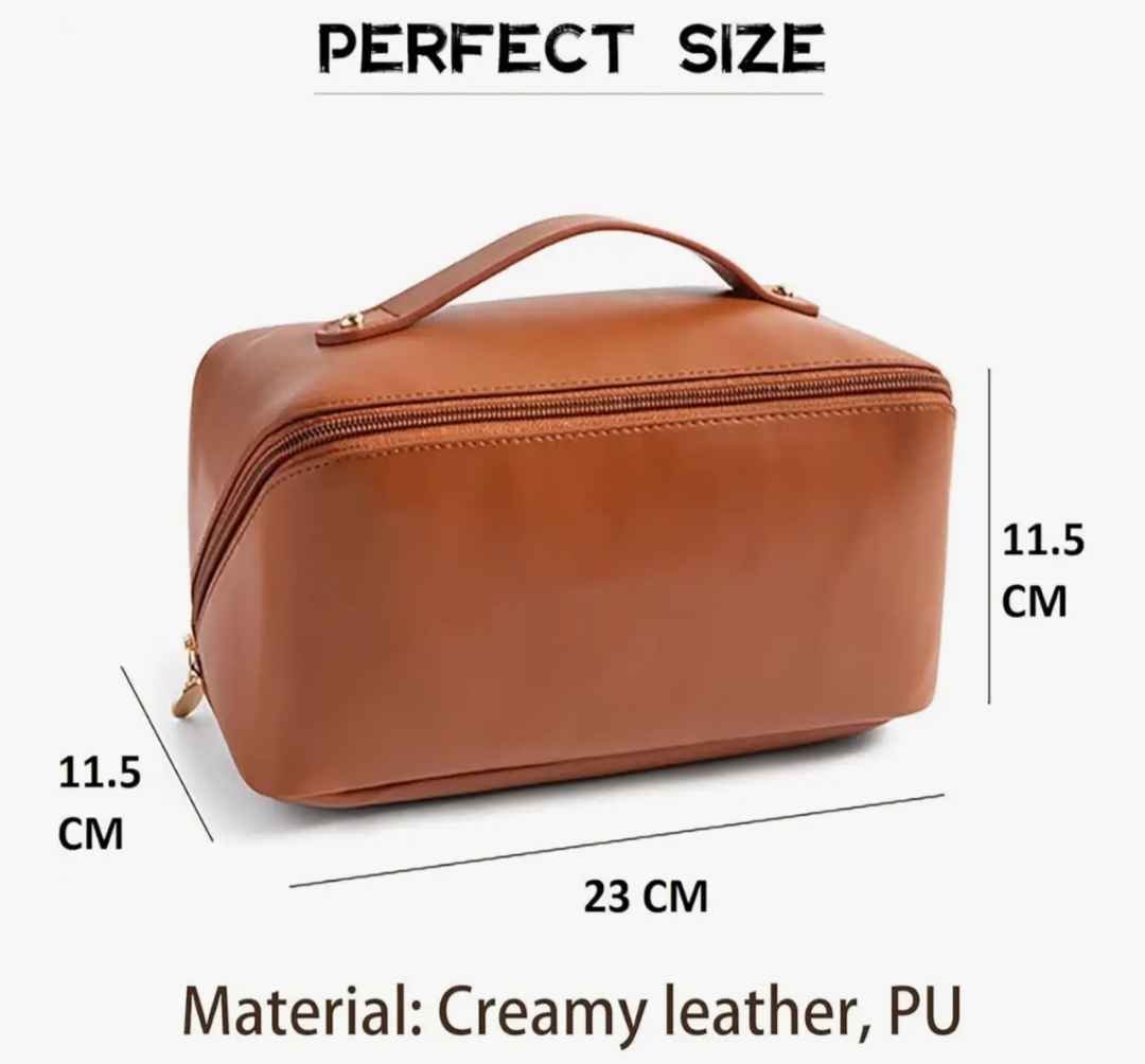 Large Capacity Travel Cosmetic Makeup Bag with Divider & Handle