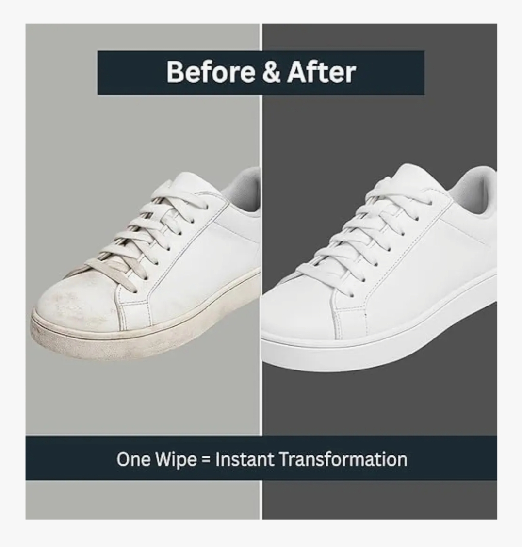 Shoe Cleaning Wipes 80 Count | Portable Sneaker & Leather Shoe Cleaning Tissue | Instant Shine & Dirt Removal Wipes for Travel & Daily Use