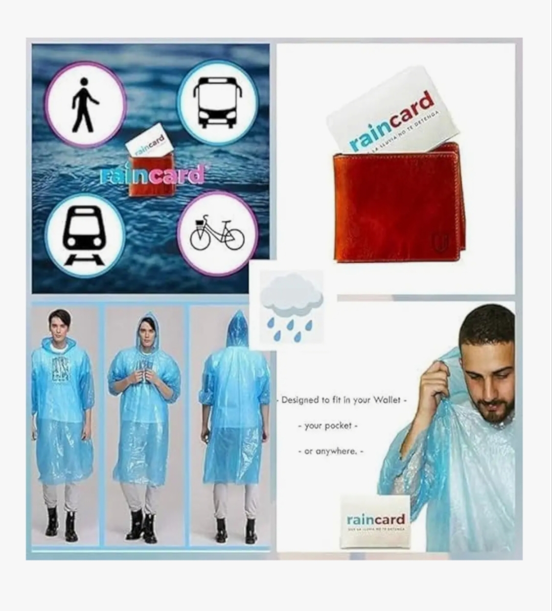 Unisex Disposable Rain Card | Pocket Size Waterproof Emergency Raincoat | Easy to Carry Lightweight Rain Wear for Travel & Outdoor Use