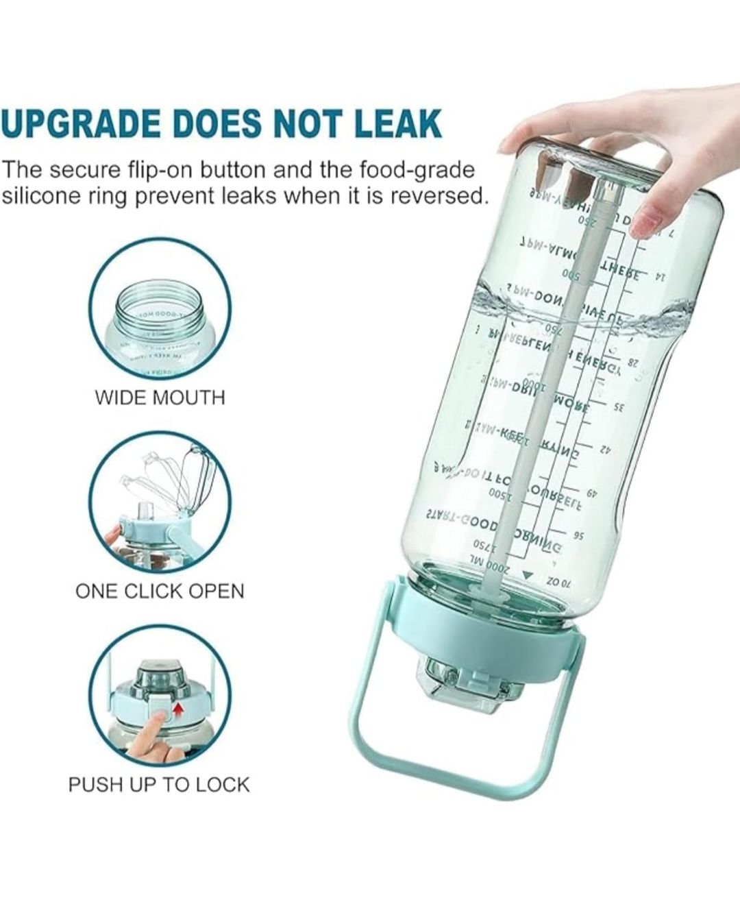 2L Motivational Water Bottle with Time Marker | BPA-Free Leakproof Sports Bottle with Straw & Carry Belt | Large Capacity Gym Bottle for Office, School & Travel