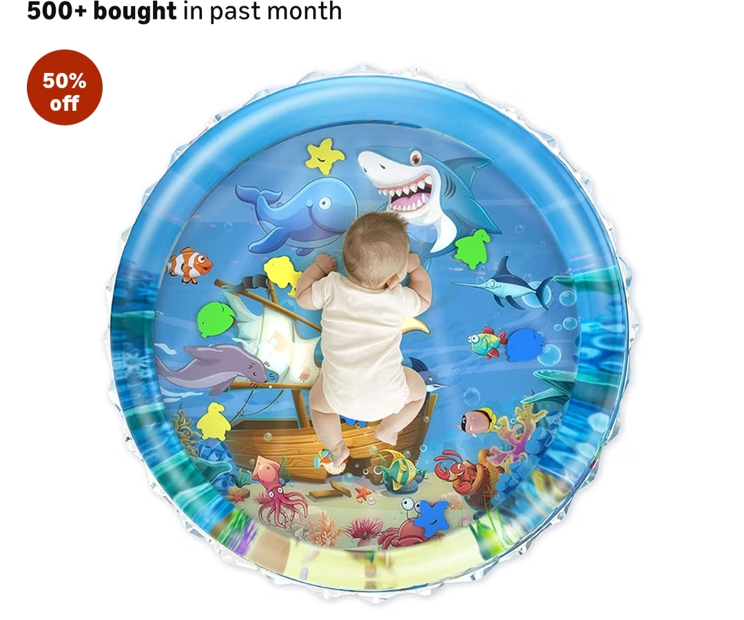 Baby Kids Inflatable Water Play Mat | Tummy Time Activity Toy for Infants & Toddlers | Leakproof Sensory Play Mat for Indoor & Outdoor Fun