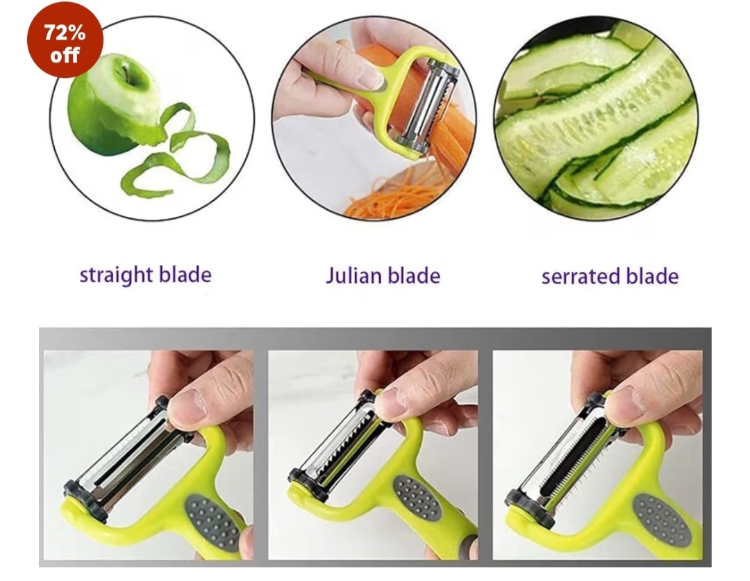 3-in-1 Vegetable Peeler | Stainless Steel Blade Fruit & Vegetable Peeler with Bottle Opener & Cutter | Multipurpose Kitchen Tool for Potato, Carrot, Cucumber & Fruits