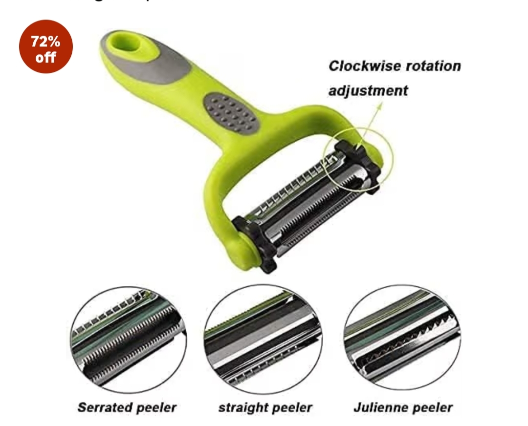 3-in-1 Vegetable Peeler | Stainless Steel Blade Fruit & Vegetable Peeler with Bottle Opener & Cutter | Multipurpose Kitchen Tool for Potato, Carrot, Cucumber & Fruits