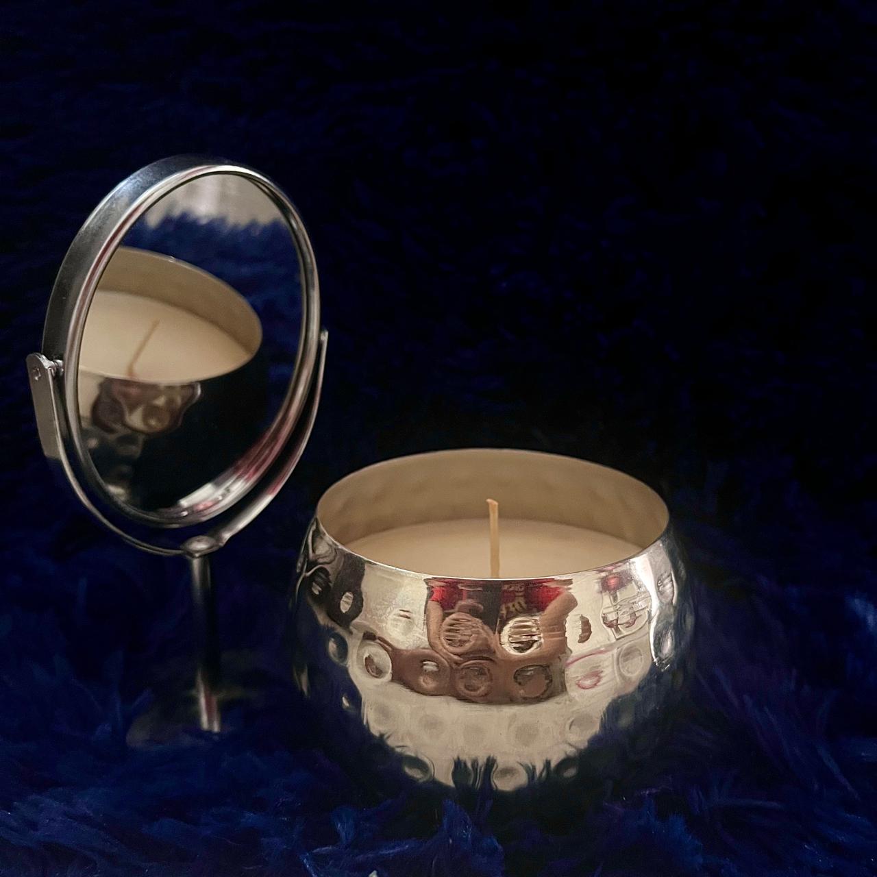 silver plated candle