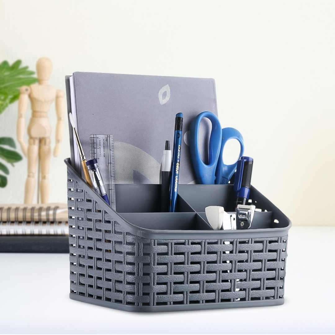 5-Slot Multi-Purpose Plastic Bathroom Home Office Desktop Table Storage Container Basket Stationary Organizer Stainless Steel Bathroom Shelves (1ps Multicolour)