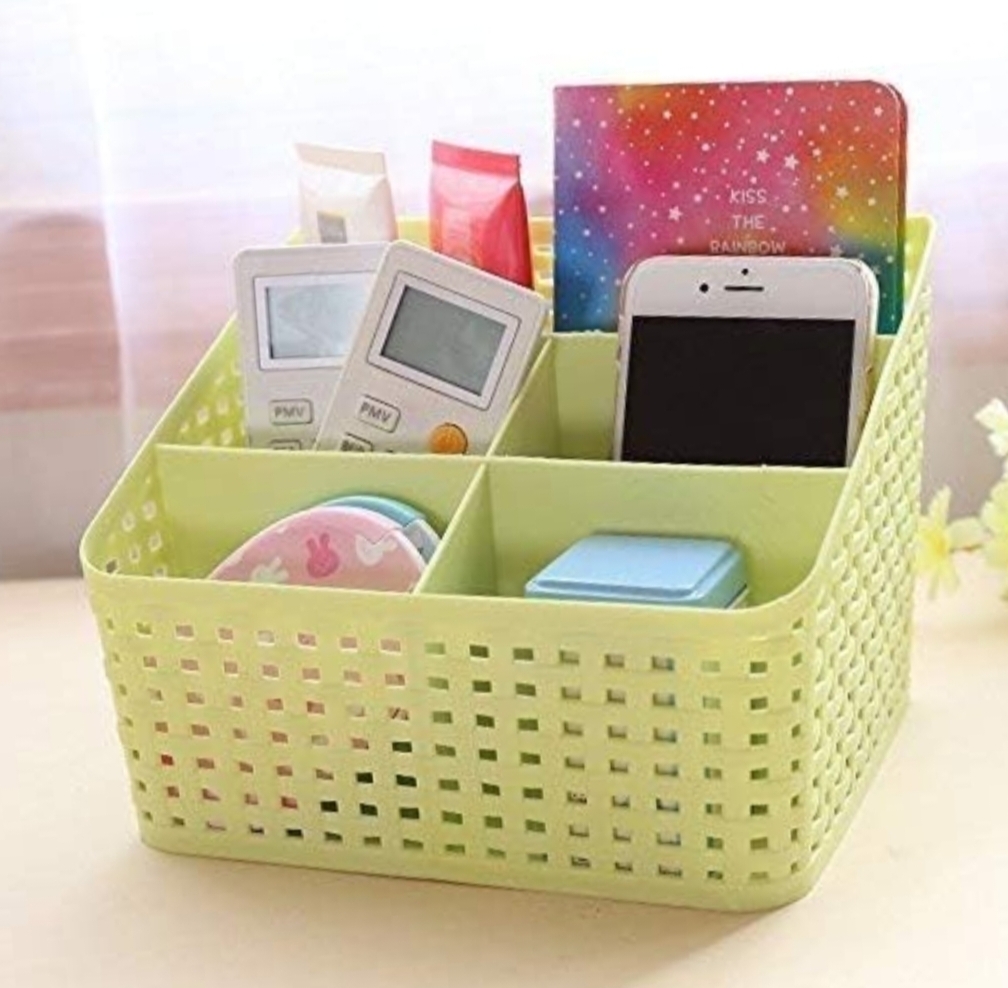 5-Slot Multi-Purpose Plastic Bathroom Home Office Desktop Table Storage Container Basket Stationary Organizer Stainless Steel Bathroom Shelves (1ps Multicolour)