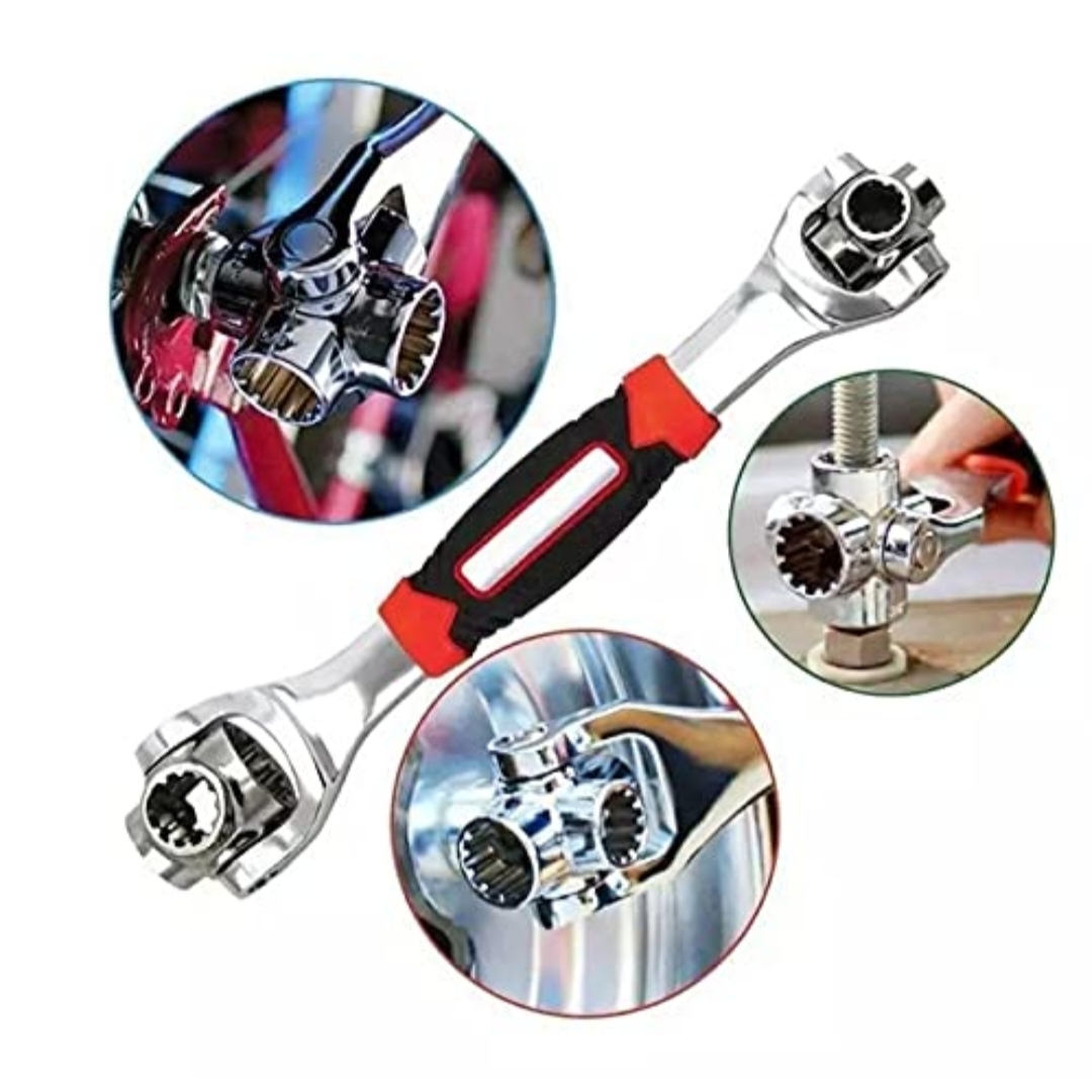 48 in 1 Tiger wrench Swivel Head Multi Tool Spanner Tools Socket Works with Spline Bolts Multifunction Pass Trox 360° Universal Furniture Car Repair Tools