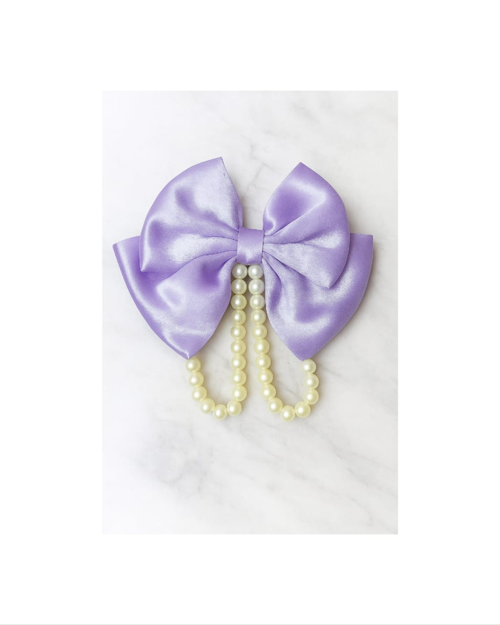 Pearl work double layer hair bow