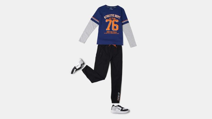 Boy's Full Sleeve Tee- Blue Depth