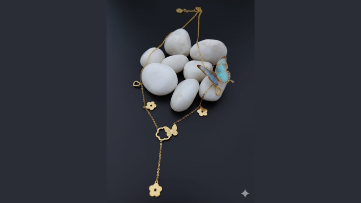 Floral butterfly anti tarnish chain