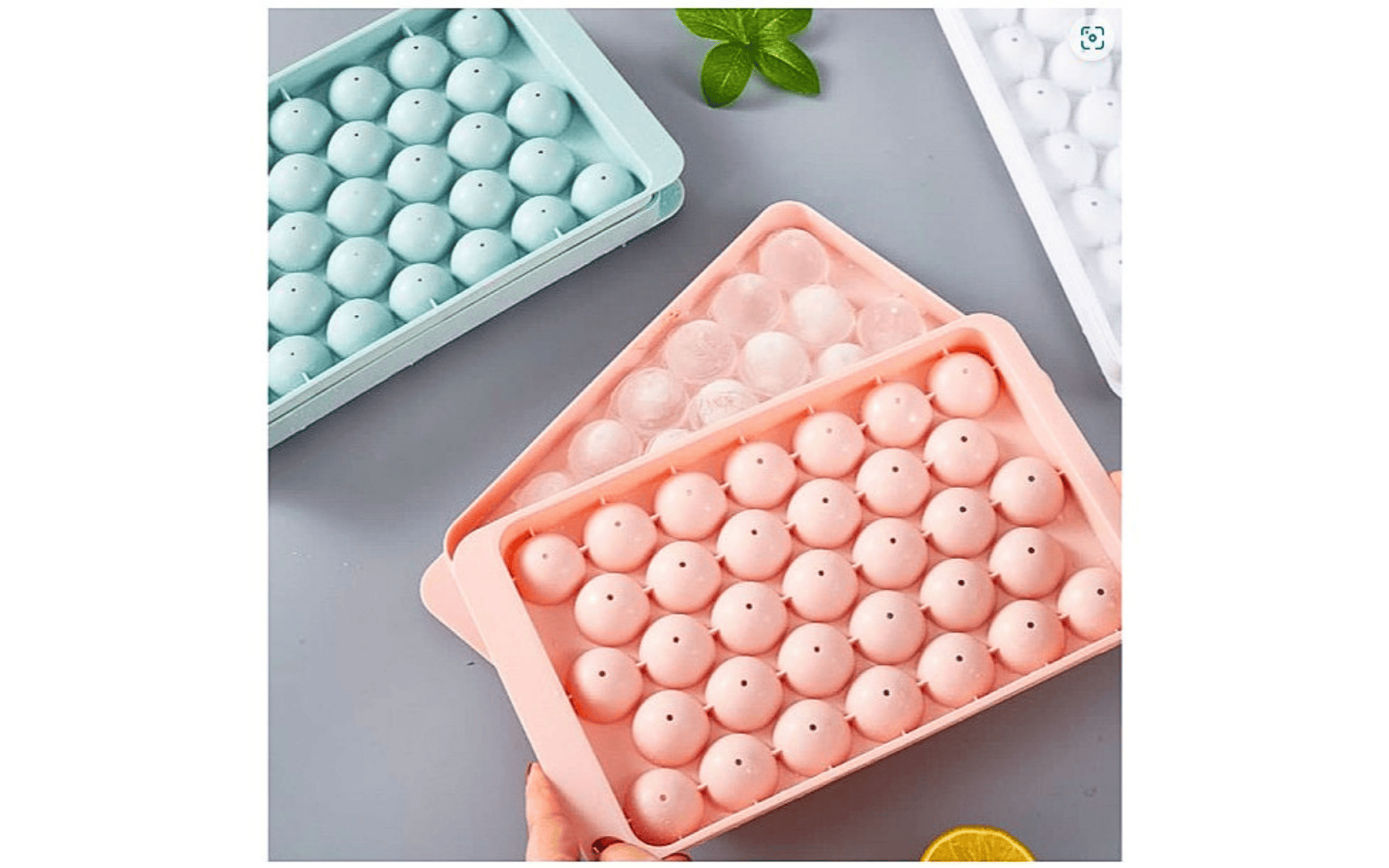 Round Ice Ball Maker Tray – Stackable Ice Cube Mold Set  ( 1 set)
