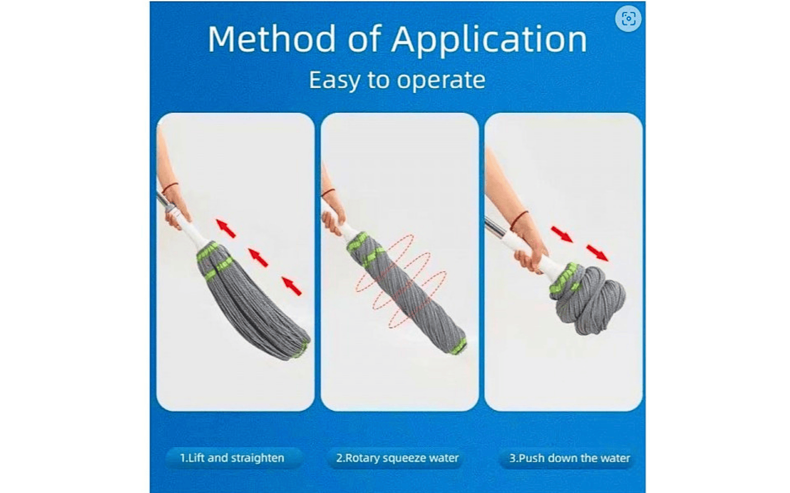 Squeeze Twist Mop Self Wringing Mop, Stainless Steel Handle (1 Pc)