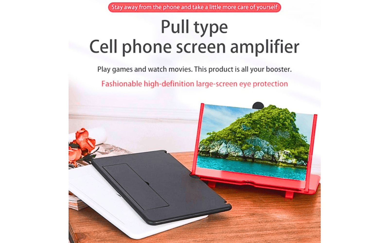 HD Mobile Screen Magnifier – Foldable 3D Smartphone Screen Expander Stand