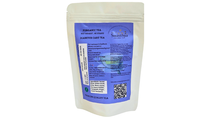 Swasthya Organic Herbal Wellness Tea (Formerly: Diabetes Care Tea) 20 Pure Cotton Tea Bags | Net Weight: 40g