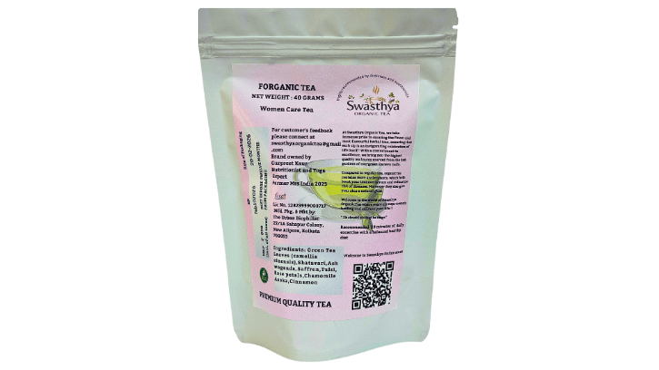 Swasthya Organic Women Wellness Tea (Inspired by PCOD & PCOS Support) 20 Pure Cotton Tea Bags | Net Weight: 40g