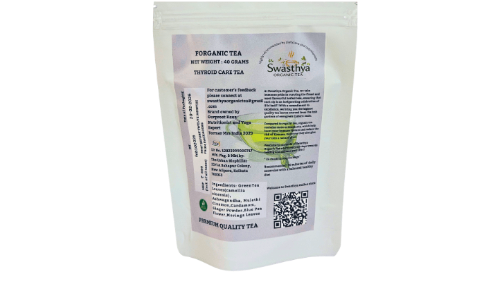 Swasthya Organic Thyroid Wellness Tea (Inspired by Thyroid Support) 20 Pure Cotton Tea Bags | Net Weight: 40g
