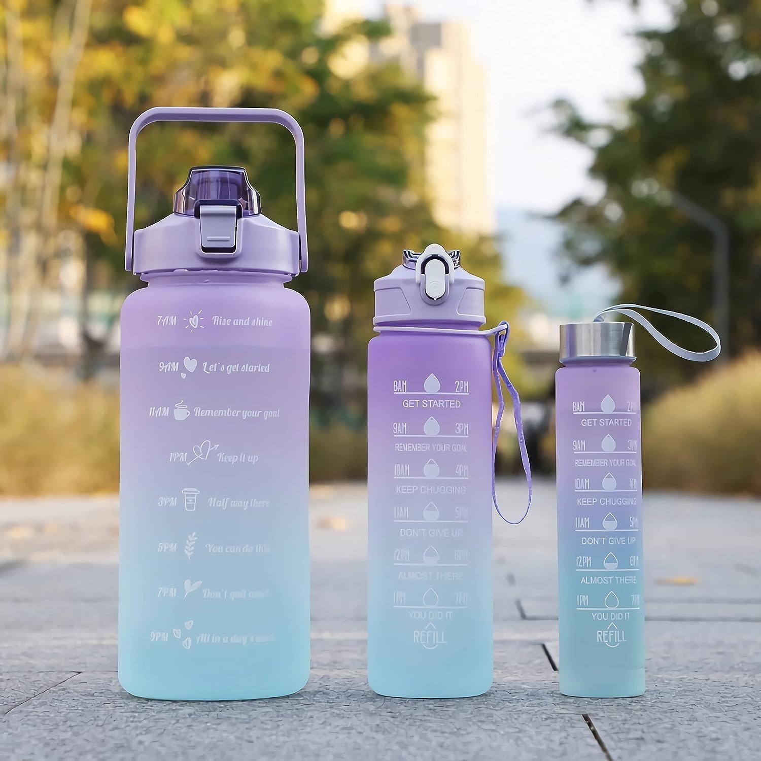 Motivational Time Marker Water Bottle Set – Leakproof BPA-Free (Multiple Sizes)