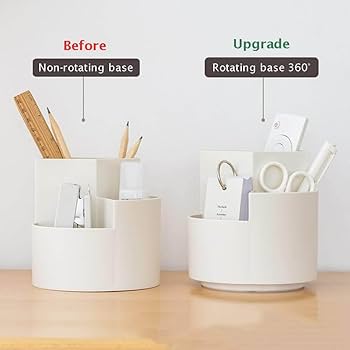 360° Rotating Desk Organizer with Drawer – Multi-Compartment Stationery Holder