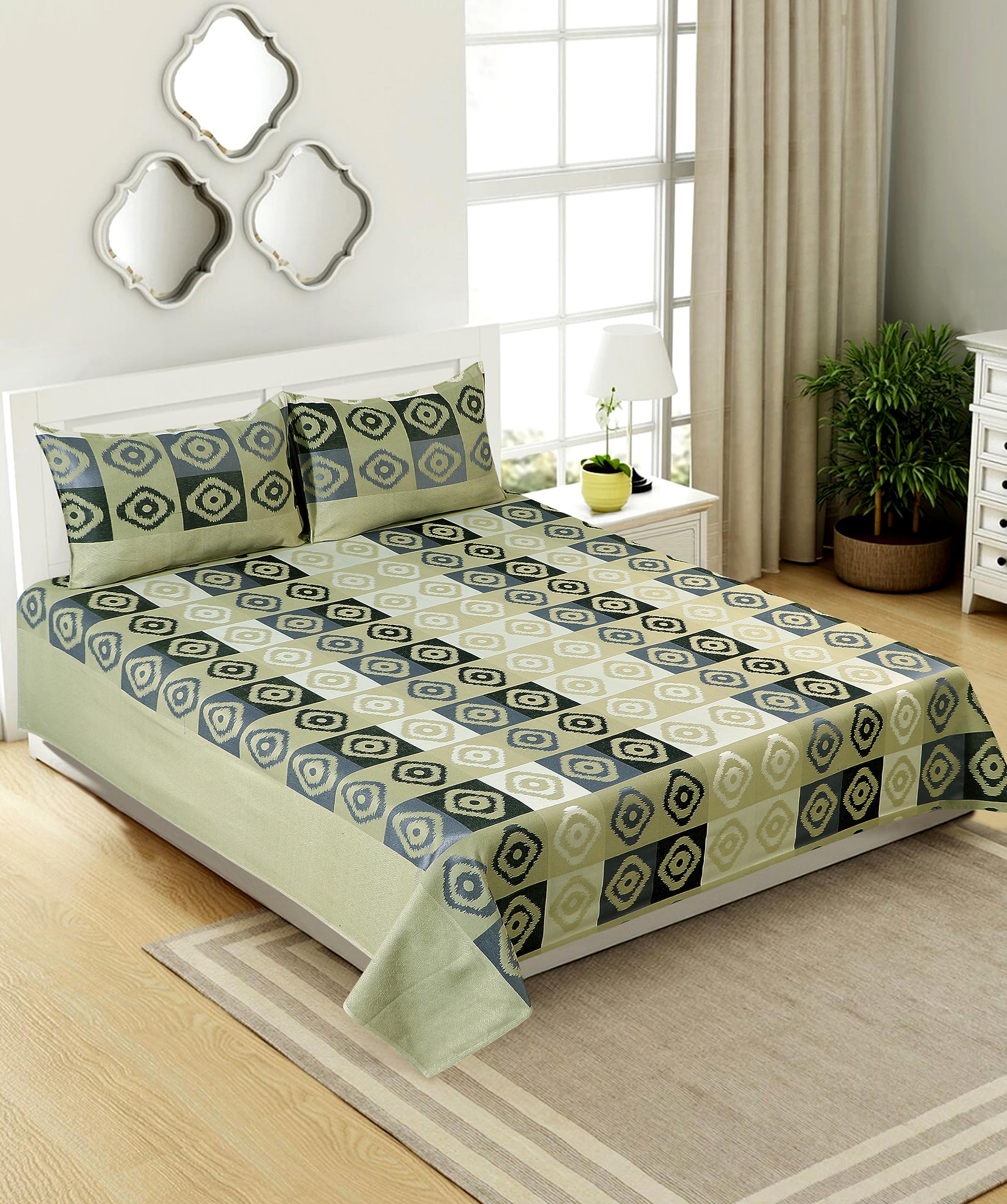 Green Bed Cover with pillow