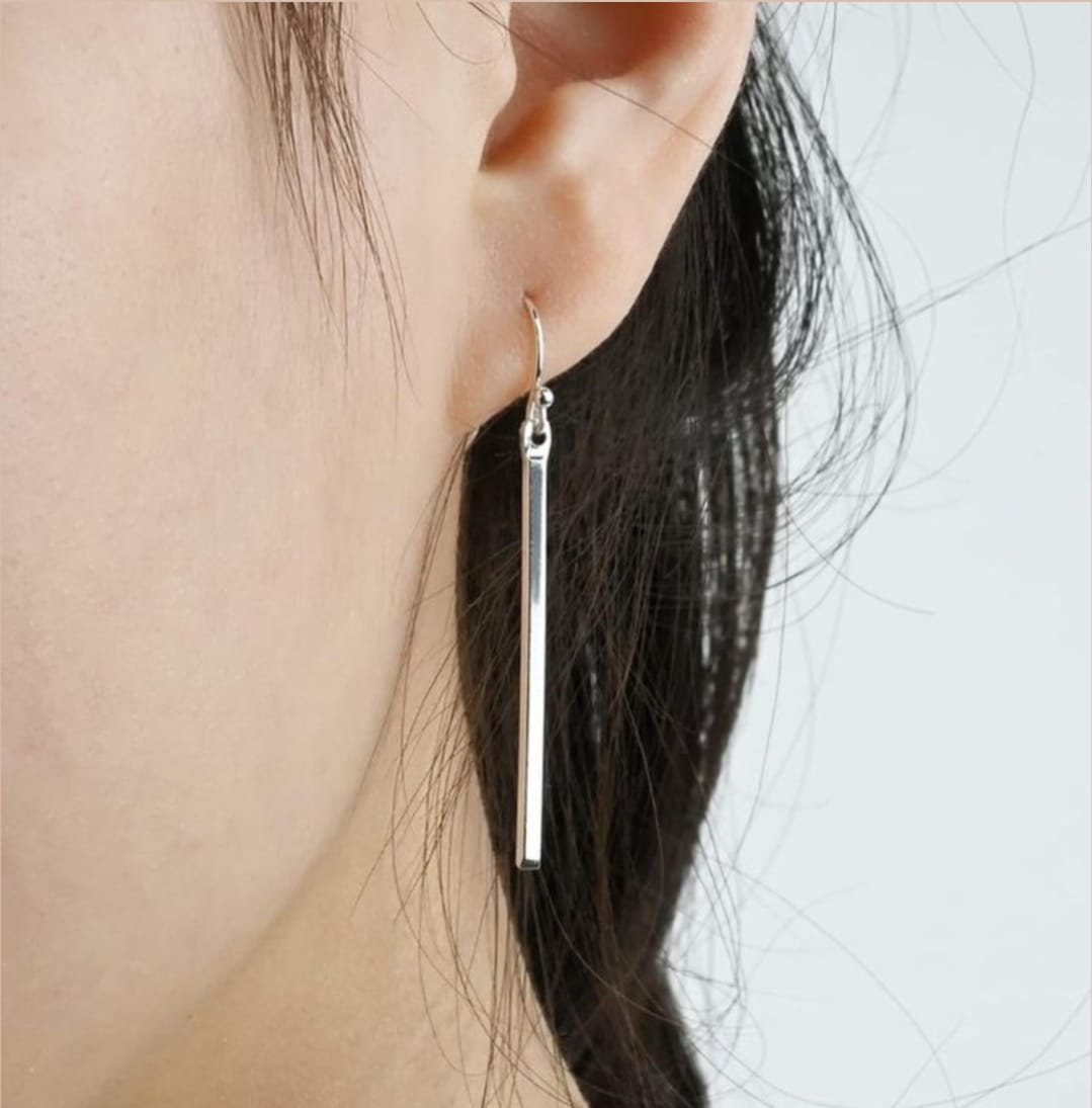 Earrings silver bar dangle