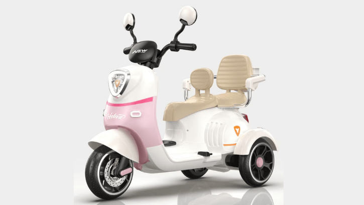 Princess Duo Electric Ride-On Scooter with Back Seat – Pink & White