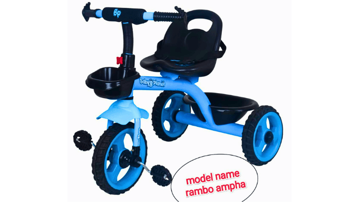 Rambo Ampha Kids Tricycle with Storage Basket – Blue & Black