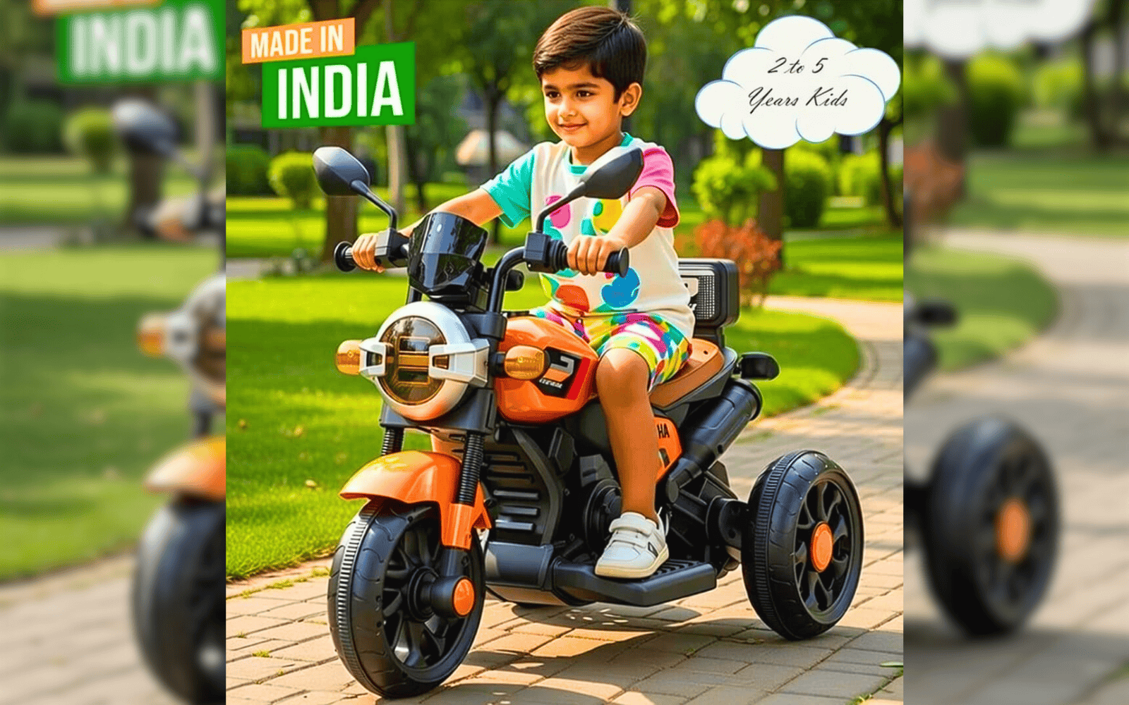 Kawaii Kids Electric Ride-On Motorcycle with LED Lights, Music System & Training Wheels