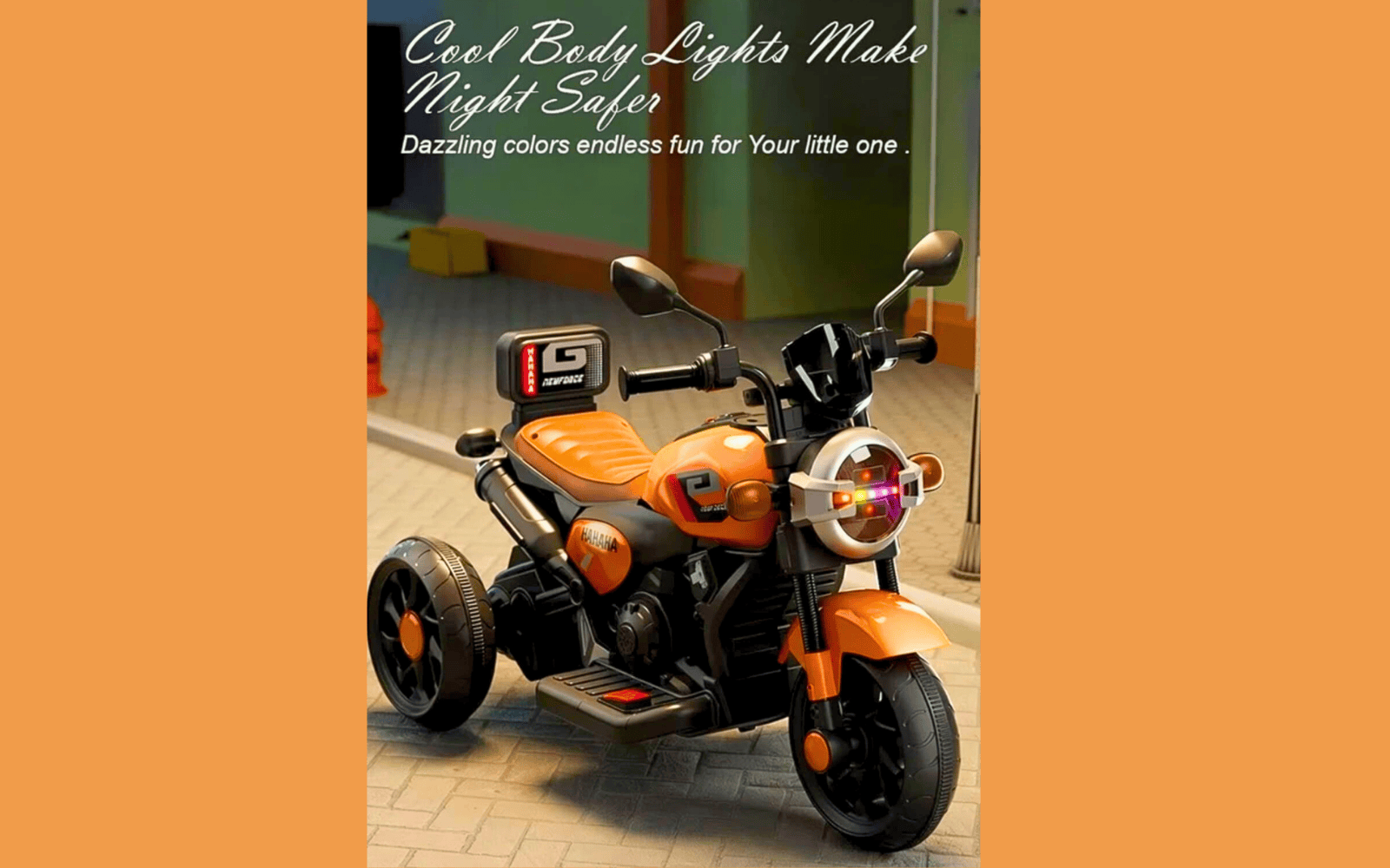 Kawaii Kids Electric Ride-On Motorcycle with LED Lights, Music System & Training Wheels