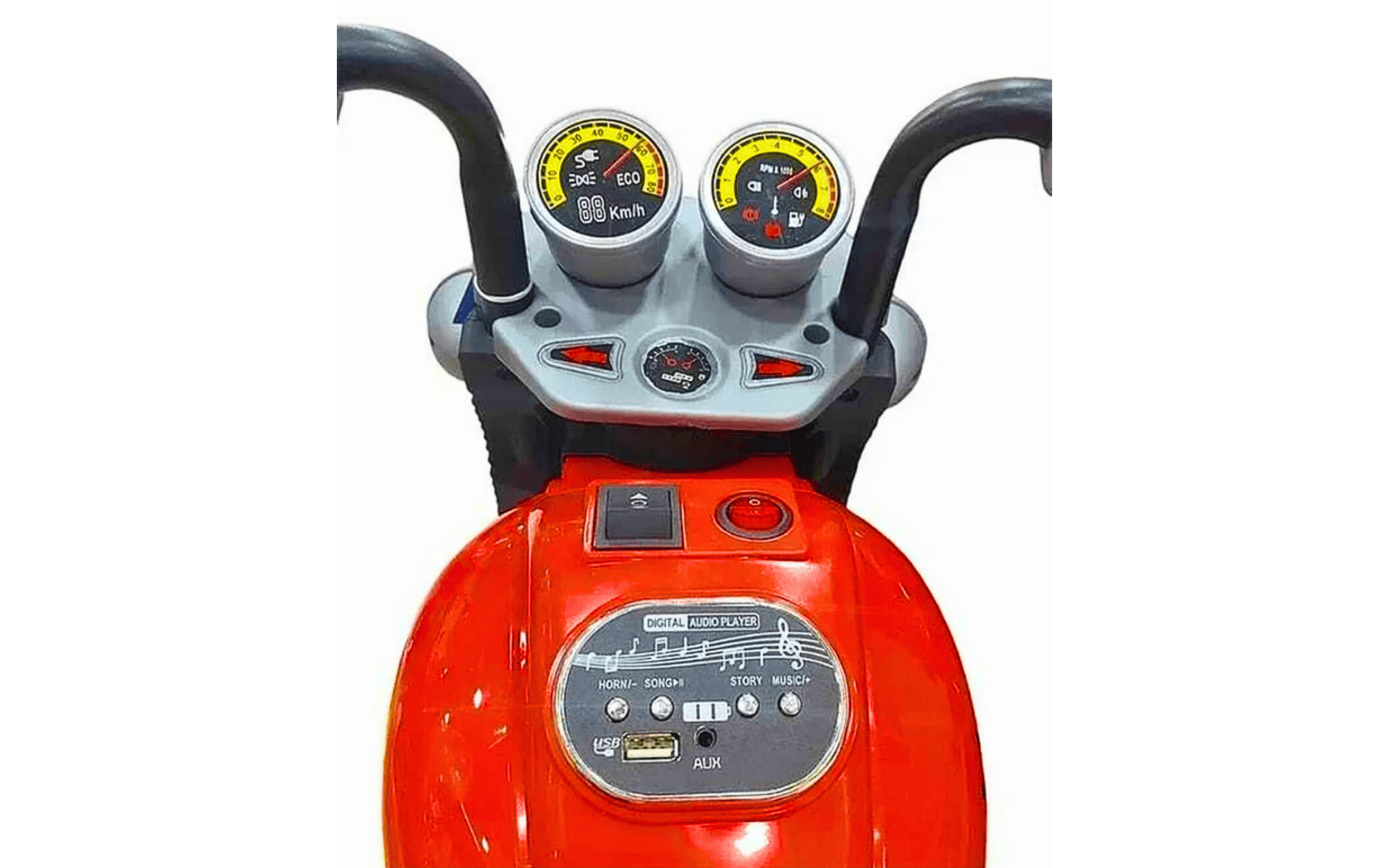 Kids Electric Ride-On Cruiser Bike with Music System & LED Headlight – Red