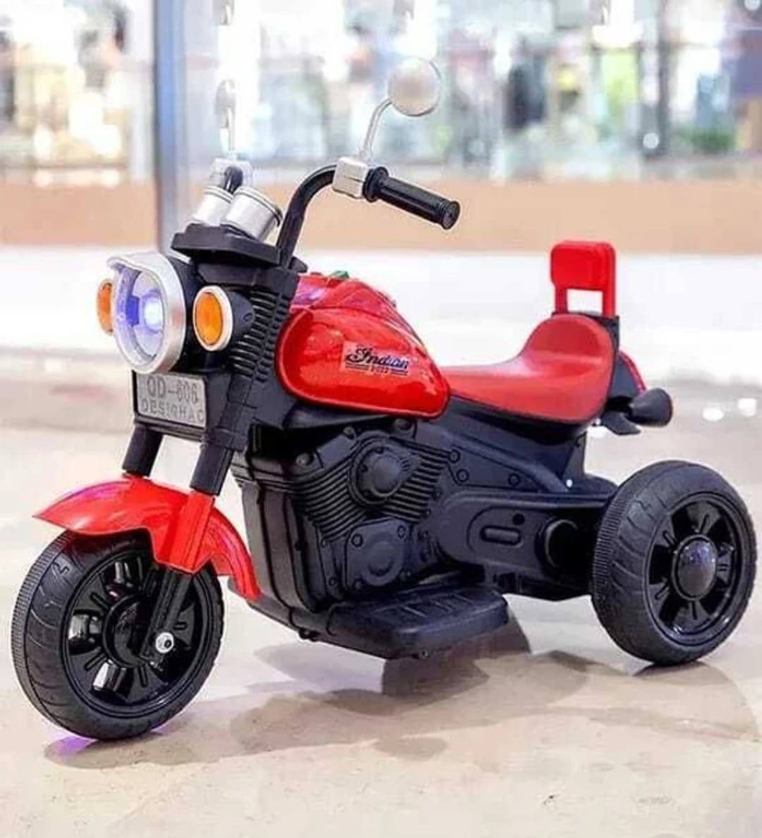 Kids Electric Ride-On Cruiser Bike with Music System & LED Headlight – Red