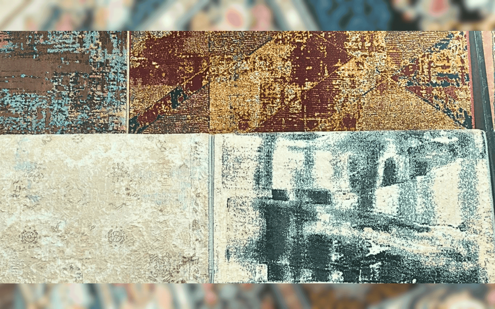 Abstract Geometric Printed Area Rug – Multicolor Decorative Carpet for Living Room & Bedroom