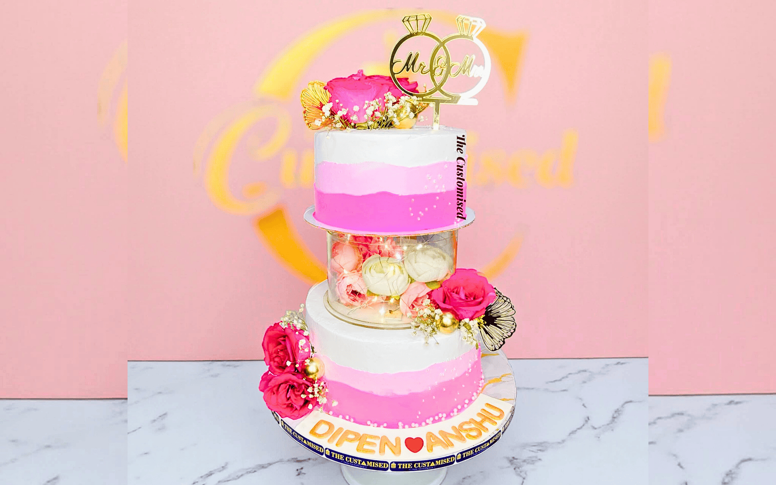 Two Tier Floral Wedding Cake