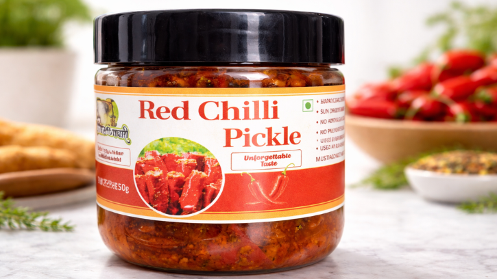 Stuffed red chilli pickle