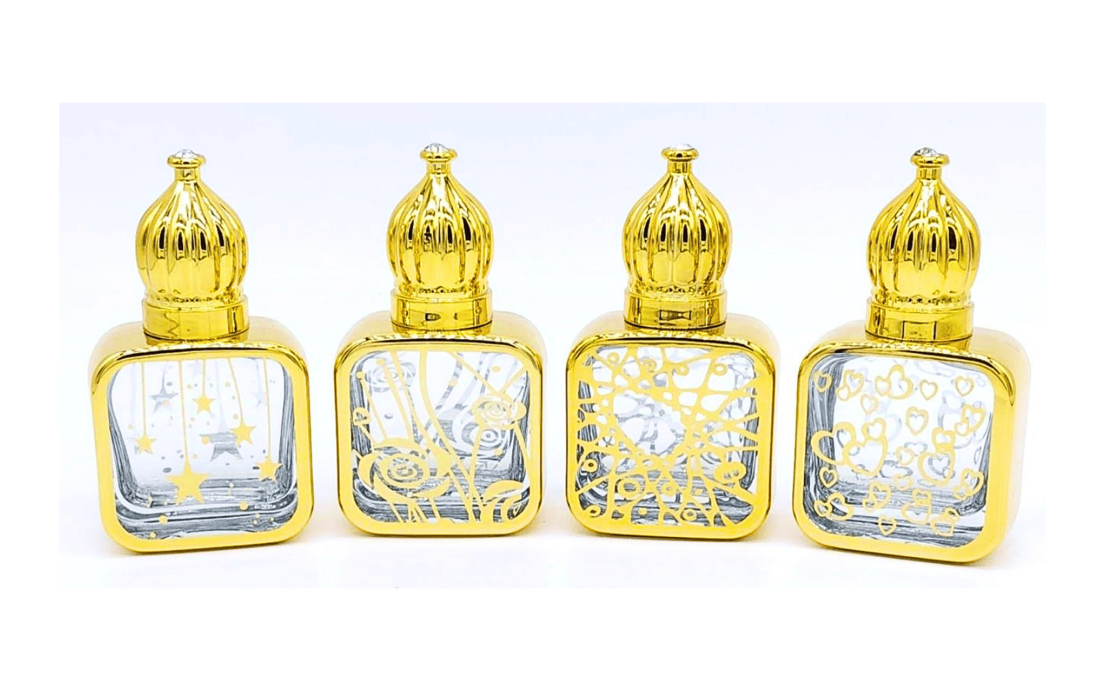 Premium Designer Attar Bottles – Gold Plated Empty Perfume Bottles (Multi Design)